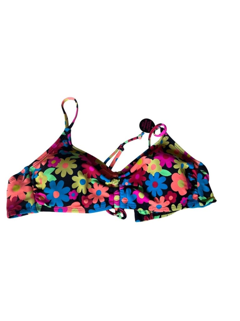 No Boundaries Womens Floral Bikini Top M 7-9 Recycled Nylon/Spandex